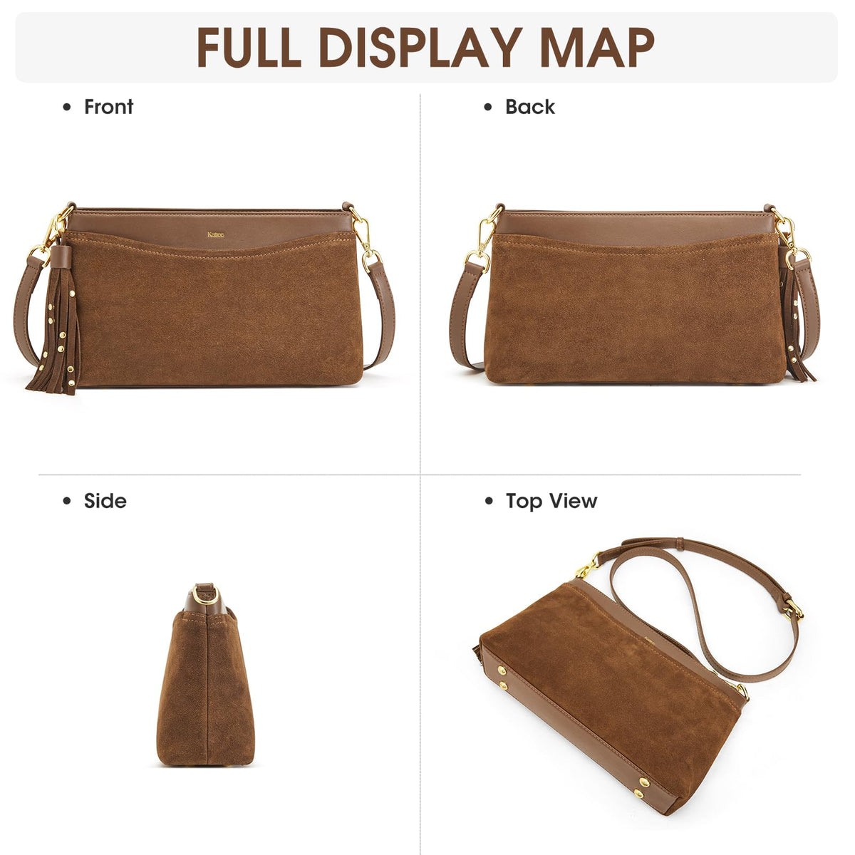 Kattee Crossbody Bags for Women, Genuine Suede Leather