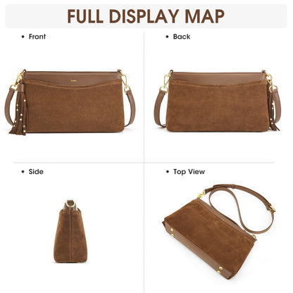 Kattee Crossbody Bags for Women, Genuine Suede Leather