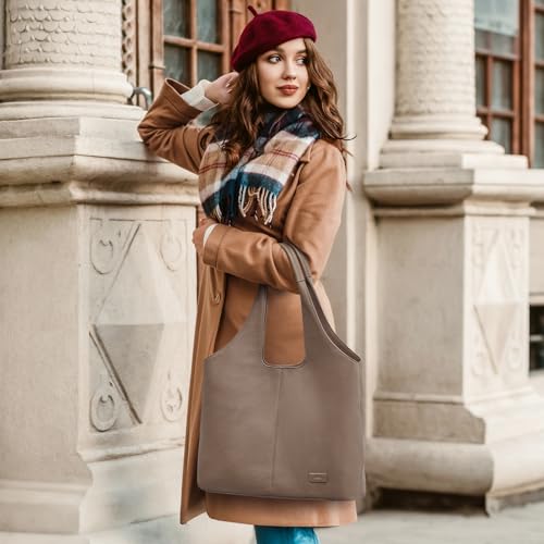 Kattee Leather Tote Bag Purse for Women, Leather Womens Tote Handbags Hobo Shoulder Bags, Large Capacity