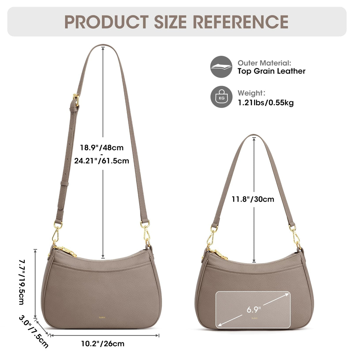 Kattee Genuine Leather Crossbody Hobo Bag for Women