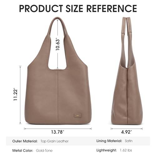 Kattee Leather Tote Bag Purse for Women, Leather Womens Tote Handbags Hobo Shoulder Bags, Large Capacity
