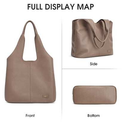 Kattee Leather Tote Bag Purse for Women, Leather Womens Tote Handbags Hobo Shoulder Bags, Large Capacity