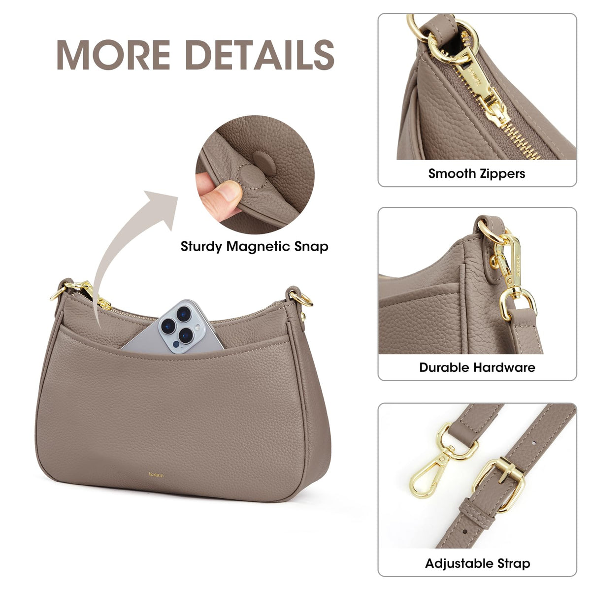 Kattee Genuine Leather Crossbody Hobo Bag for Women