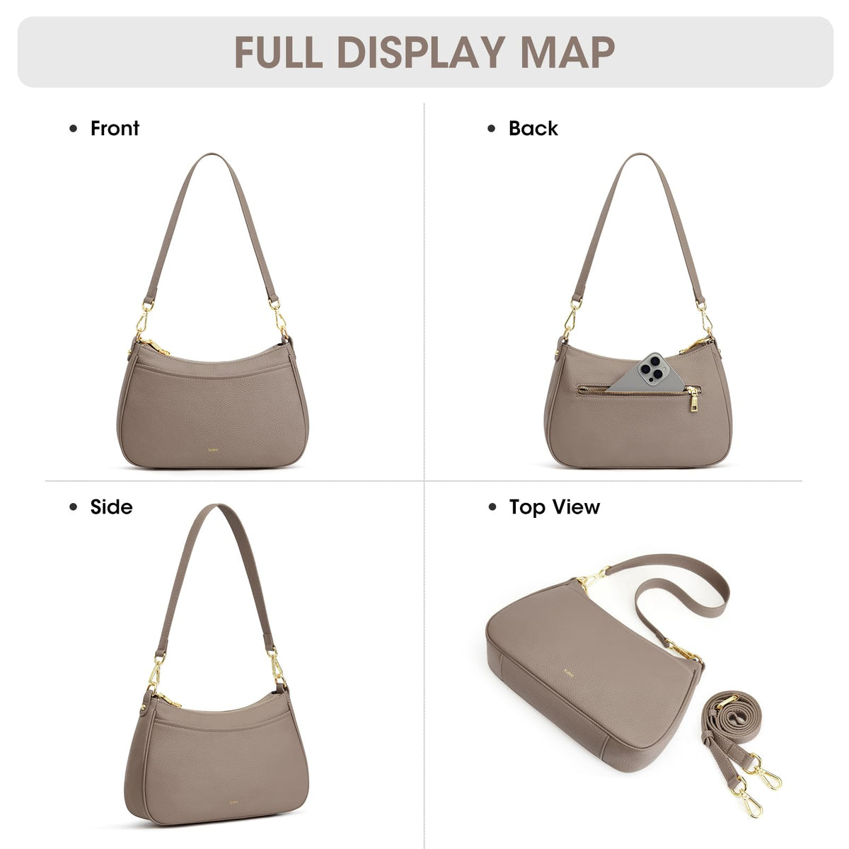 Kattee Genuine Leather Crossbody Hobo Bag for Women