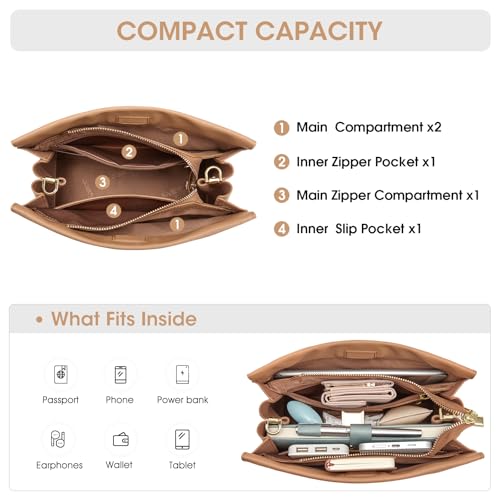 Kattee Leather Purses and Handbags for Women, Small Crossbody Bags for Women, Top Handle Hobo Shoulder Bag with 2 Straps