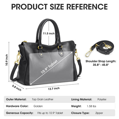 Kattee Soft Genuine Leather Tote Bags for Women, Shoulder Satchel Purses and Handbags
