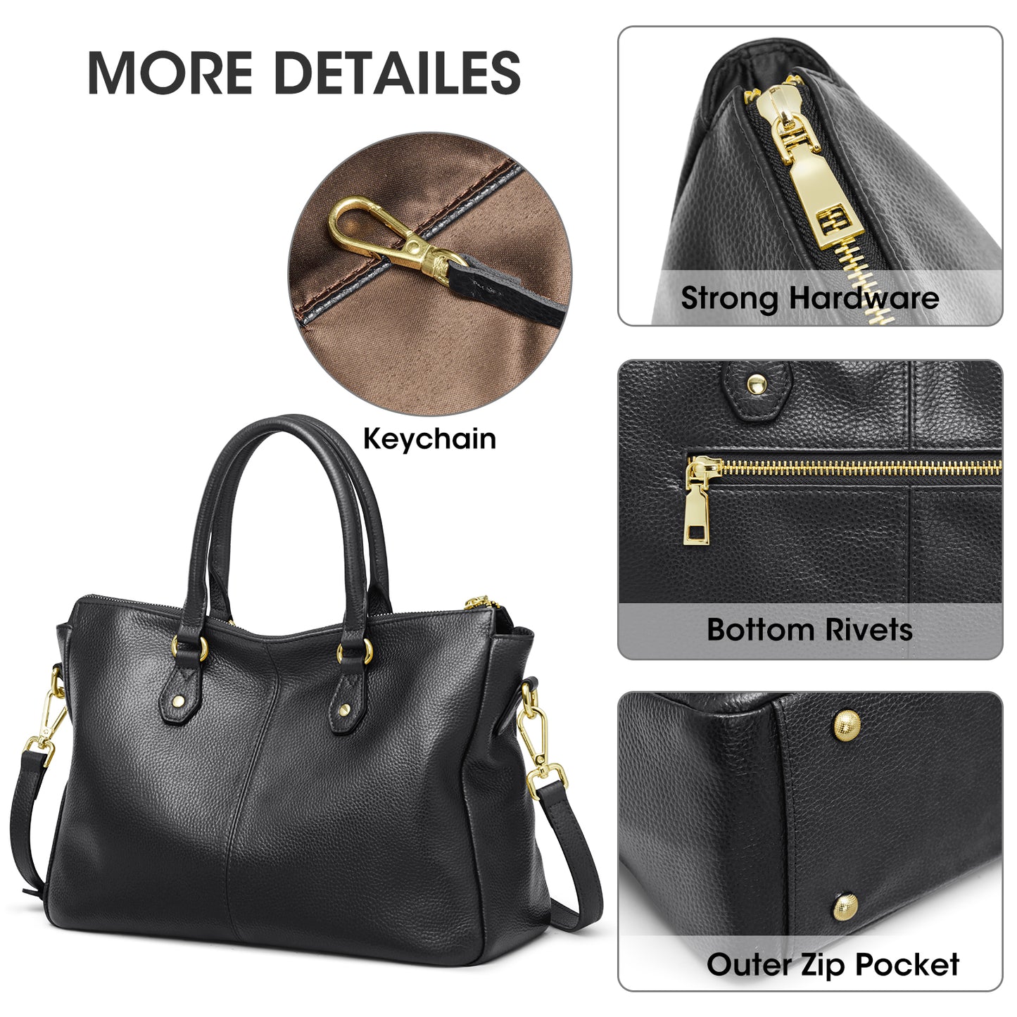 Kattee Soft Genuine Leather Tote Bags for Women, Shoulder Satchel Purses and Handbags