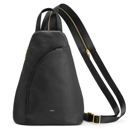 Kattee Sling Bag for Women Crossbody Fanny Packs Chest Bag Top Grain Leather Daypack Backpack RFID Blocking Travel | Top Grain Leather, RFID Blocking, Travel
