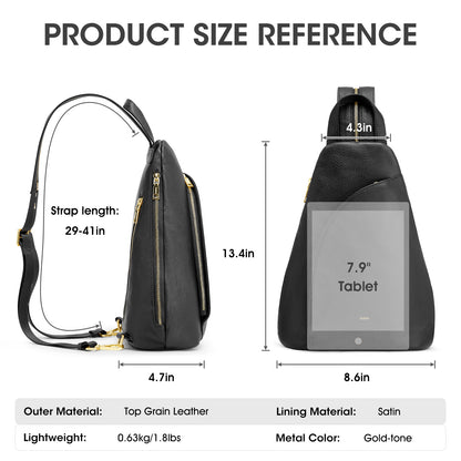 Kattee Sling Bag for Women Crossbody Fanny Packs Chest Bag Top Grain Leather Daypack Backpack RFID Blocking Travel | Top Grain Leather, RFID Blocking, Travel
