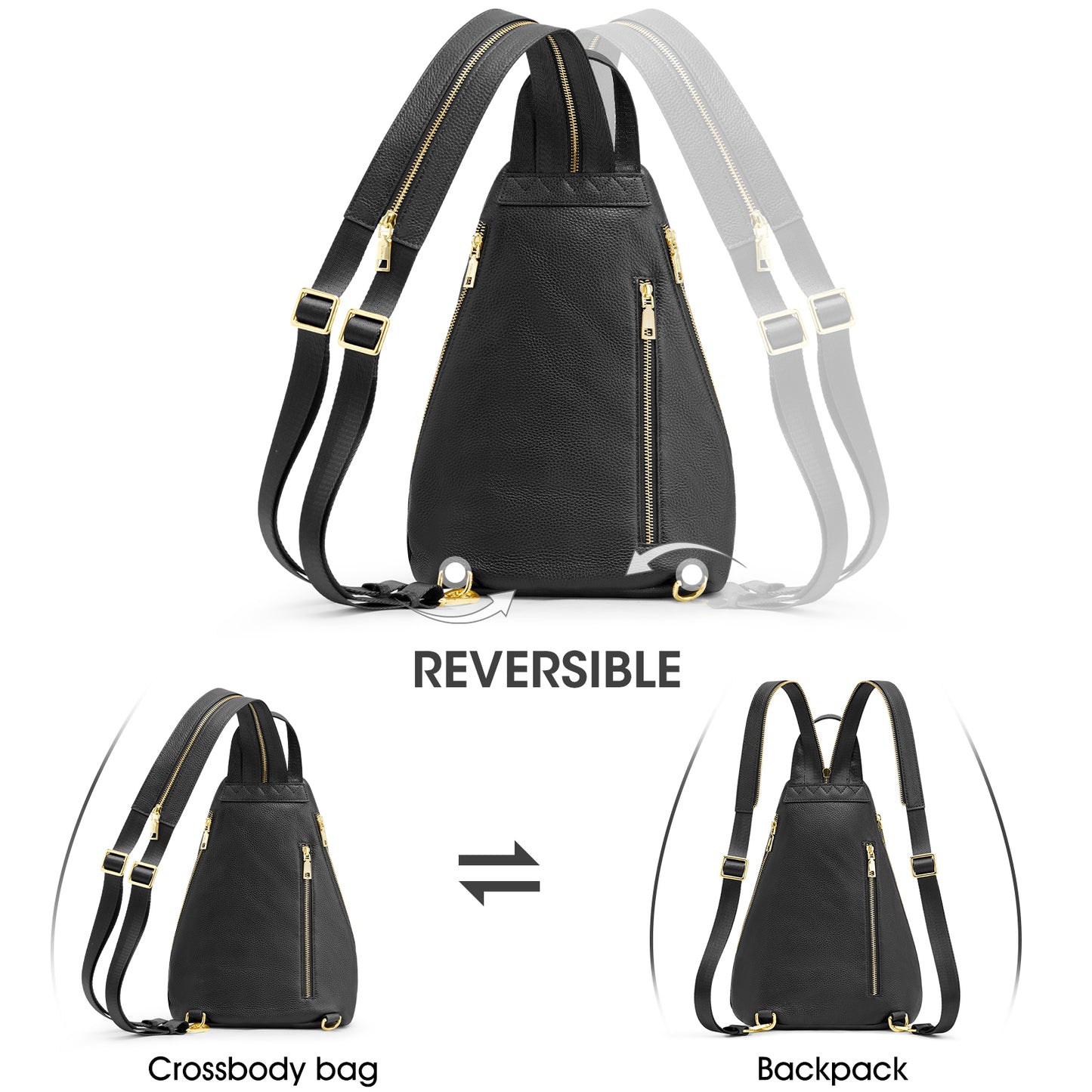 Kattee Sling Bag for Women Crossbody Fanny Packs Chest Bag Top Grain Leather Daypack Backpack RFID Blocking Travel | Top Grain Leather, RFID Blocking, Travel
