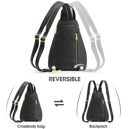 Kattee Sling Bag for Women Crossbody Fanny Packs Chest Bag Top Grain Leather Daypack Backpack RFID Blocking Travel | Top Grain Leather, RFID Blocking, Travel