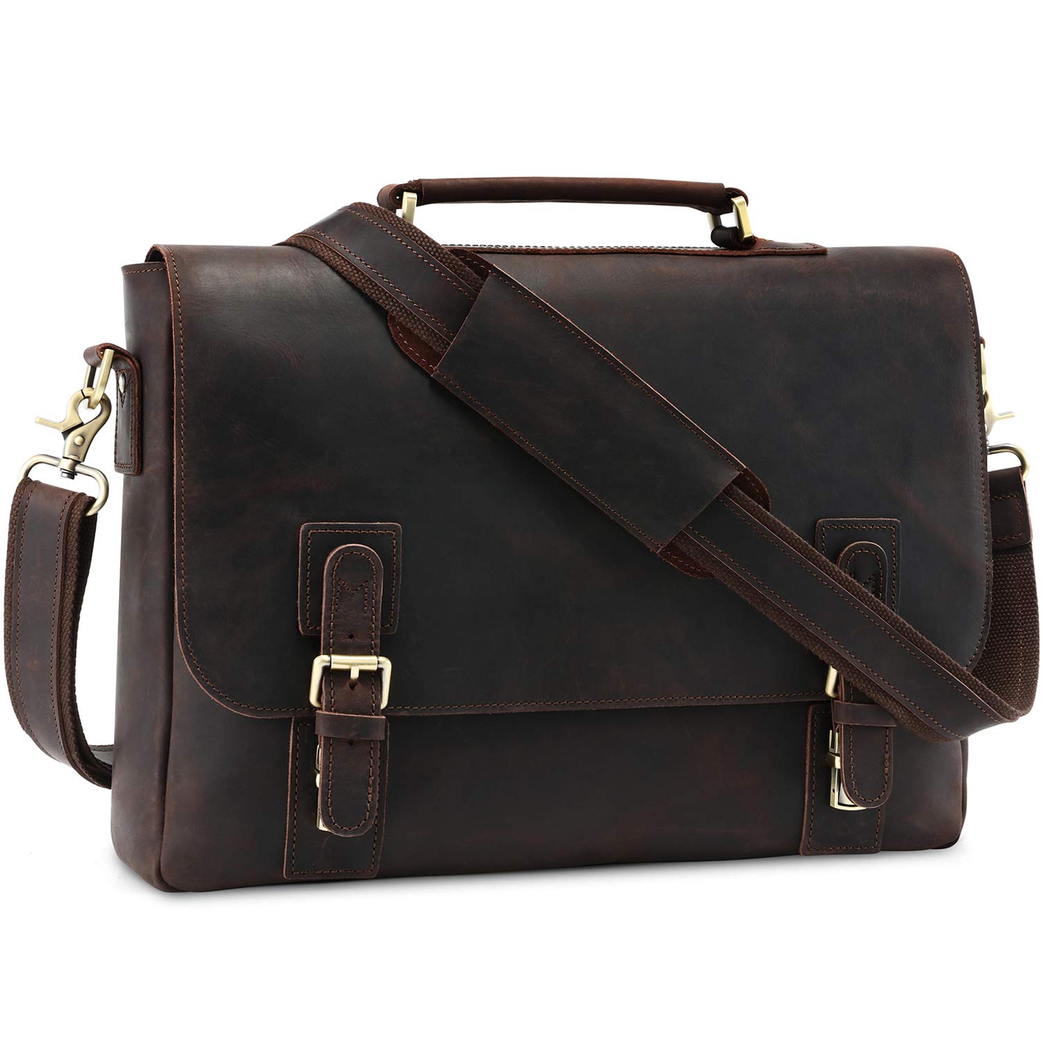 Kattee Men Leather Briefcase School Satchel for Students