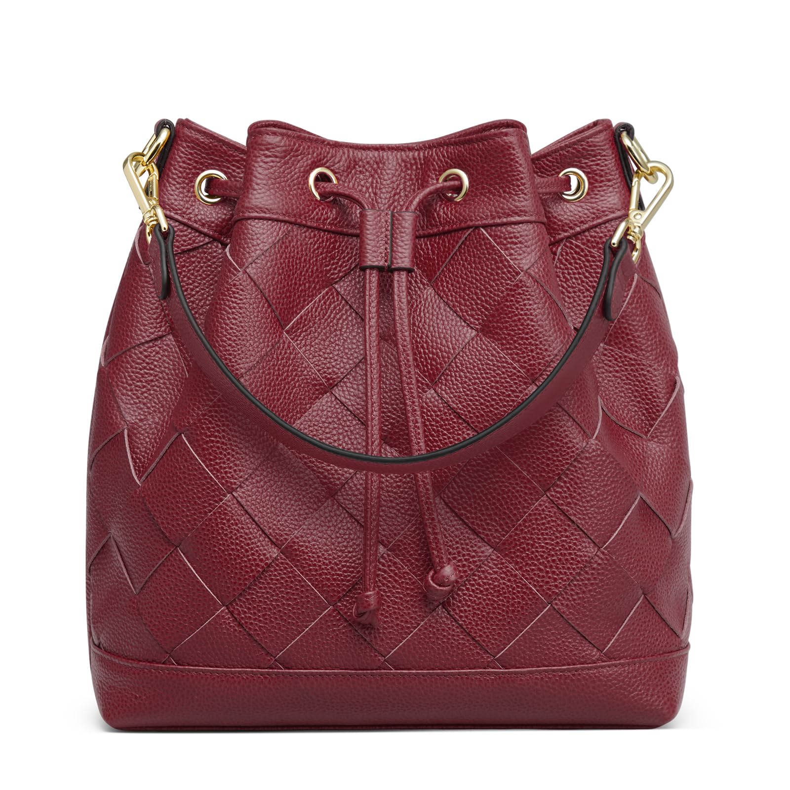 Women Leather Woven Bucket Bag – Kattee