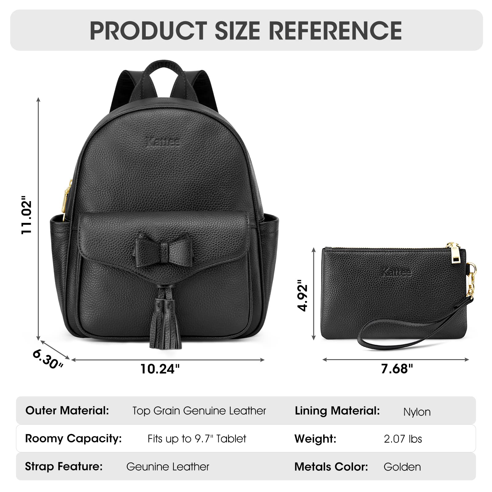 cato black leather backpack purse Women Leather Backpack 2 pcs set – Kattee