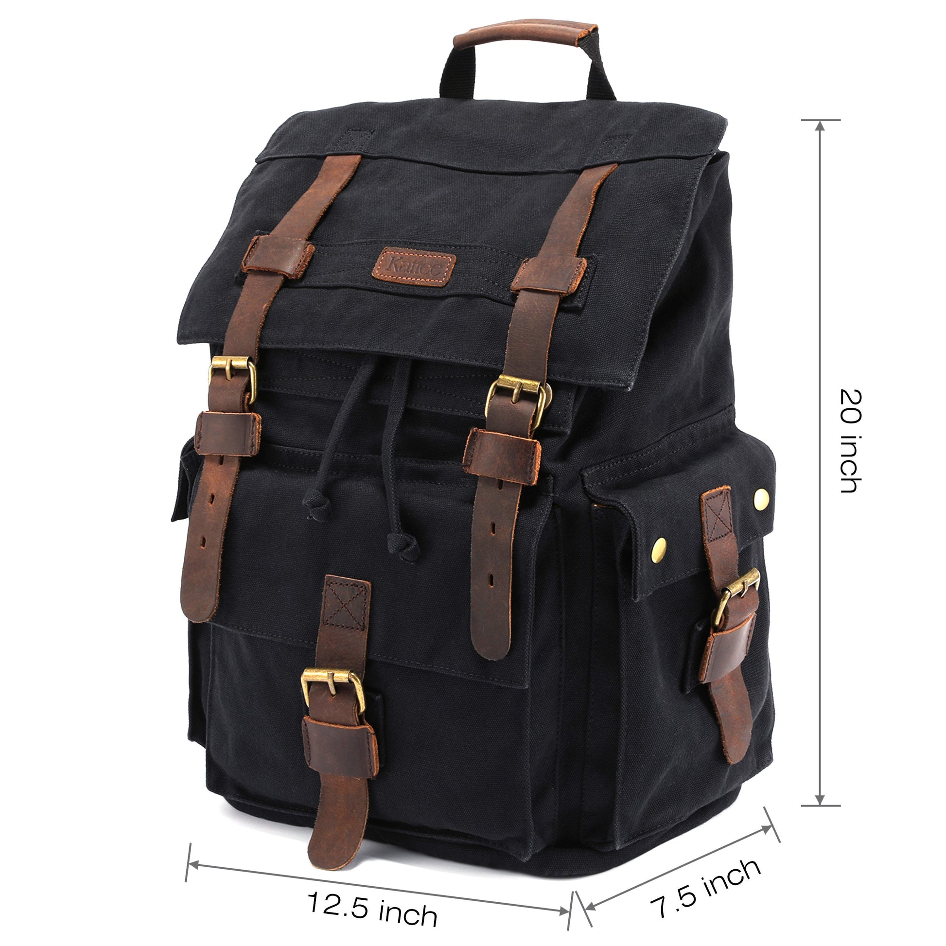 Kattee Mens Leather Canvas Backpack for School, Student's Backpack Kattee Mens Leather Canvas Backpack for School, Student's Backpack
