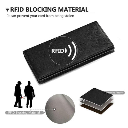 Men Leather Long Wallet RFID