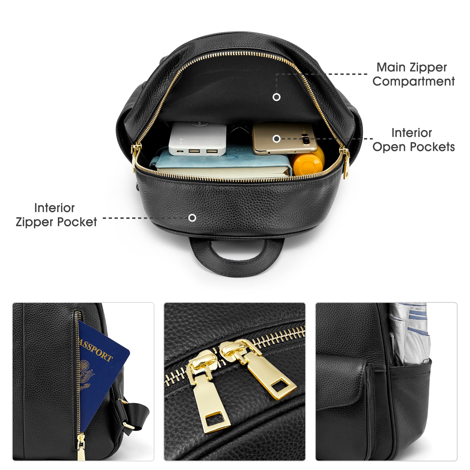 cute small leather backpack Women Leather Backpack 2 pcs set – Kattee