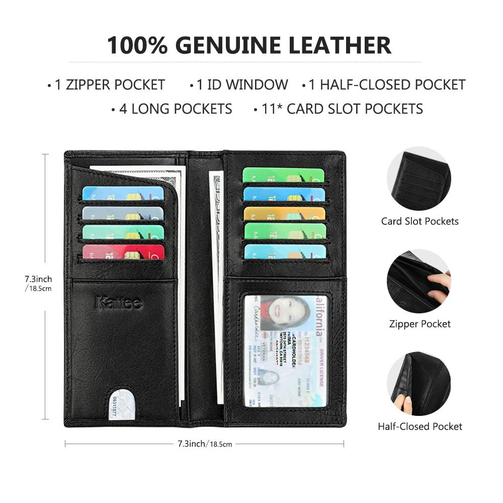 Men Leather Long Wallet RFID