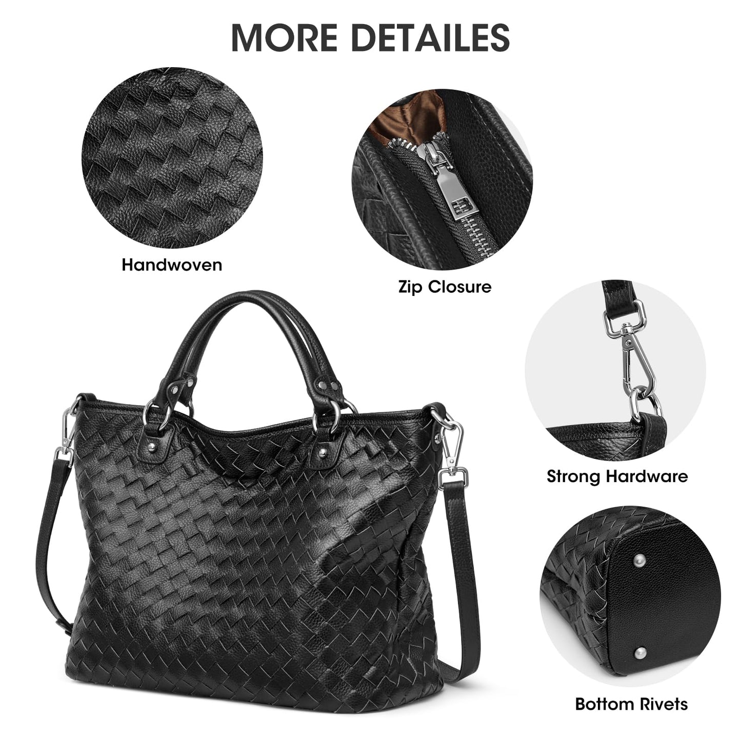 Women Leather Woven Tote Bag