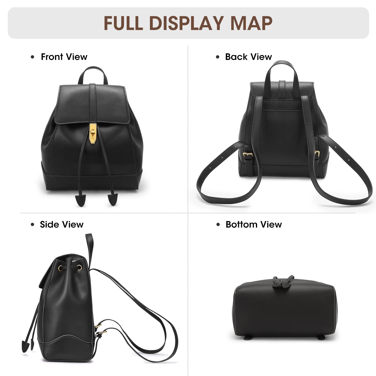 cato black leather backpack purse Women Leather Backpack – Kattee