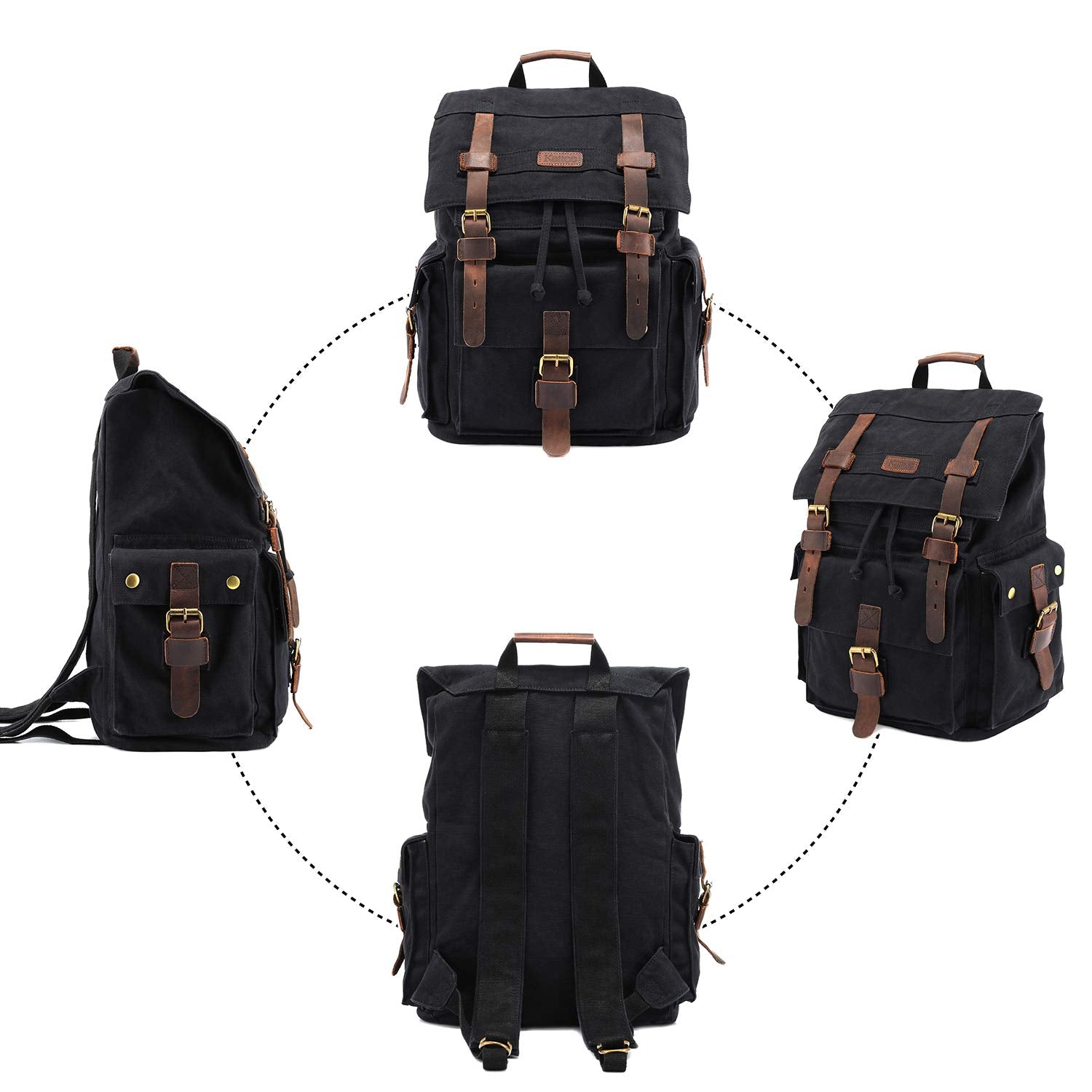 Kattee leather canvas rucksack on sale